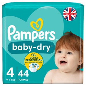 Pampers Baby-Dry Size 4, 44 Nappies, 9kg-14kg, Essential Pack 44 per pack