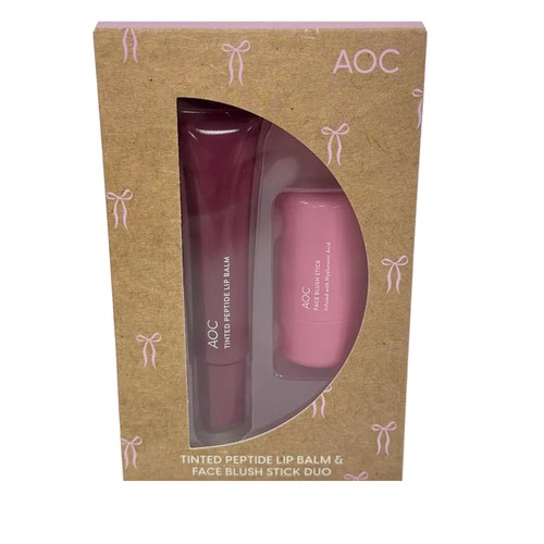 AOC Tinted Peptide Lip Balm Face Blush Stick Duo