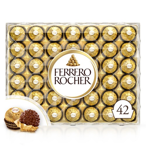 Ferrero Rocher Milk Chocolate Hazelnut Pralines Gift Box 42 Pieces 525g