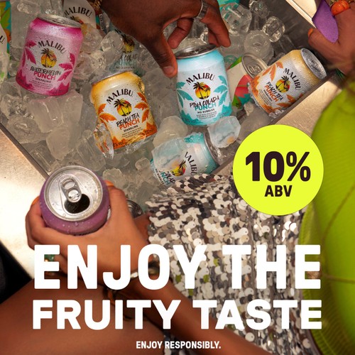 Malibu Peach Tea Punch Ready To Drink Can 10% ABV  237ml