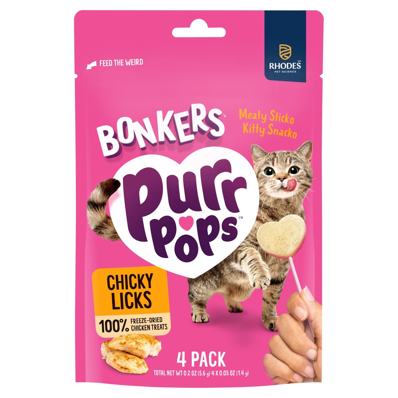 Bonkers PurrPops Chicky Licks Freeze Dried Cat Treats 4 Pack
