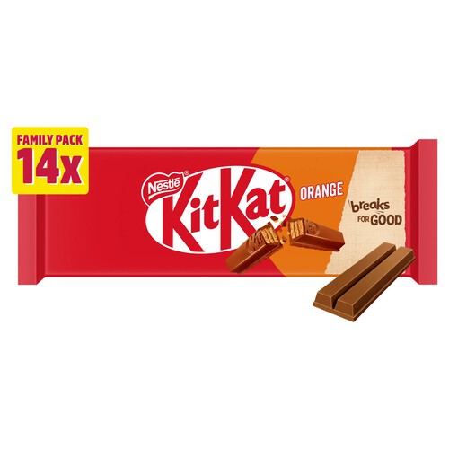 Kit Kat 2 Finger Orange Milk Chocolate Biscuit Bar Multipack 14 Pack