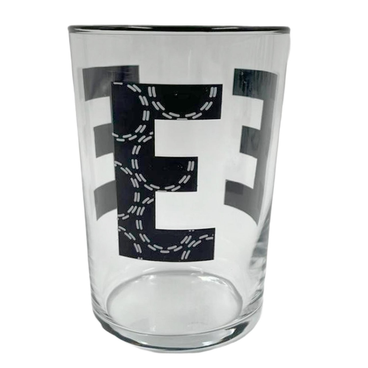 Nutmeg Home Alphabet Glass E And Black Rim 510ml