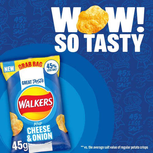 Walkers Less Salt Mild Cheese & Onion Crisps