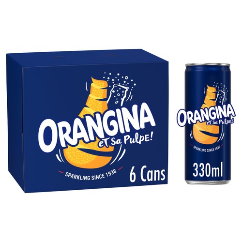 Orangina Sparkling Fruit Drink Cans 6 Pack