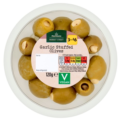 Morrisons The Deli On Market Street Garlic Stuffed Olives 120g
