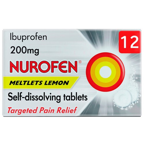 Nurofen Meltlets Self-Dissolving Pain Relief Tablets Lemon 200mg Ibuprofen