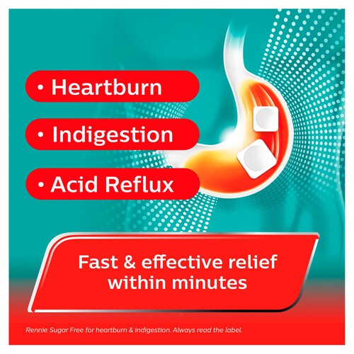 Rennie Sugar-Free Heartburn & Indigestion Chewable Tablets