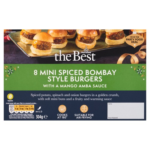 Morrisons The Best 8 Mini Spiced Bombay Style Burgers