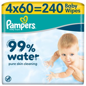 Pampers 99% Water Baby Wipes 4x 60 wipes