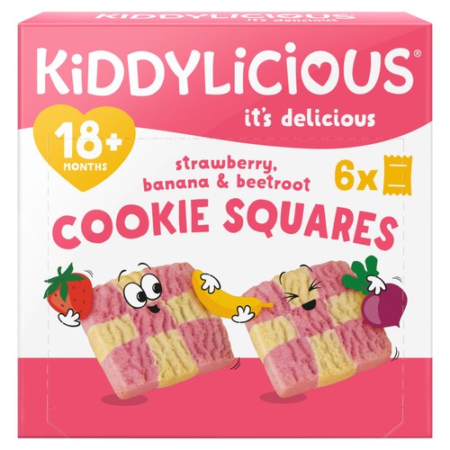 Kiddylicious Strawberry, Banana & Beetroot Cookie Squares 18+M 6x24g
