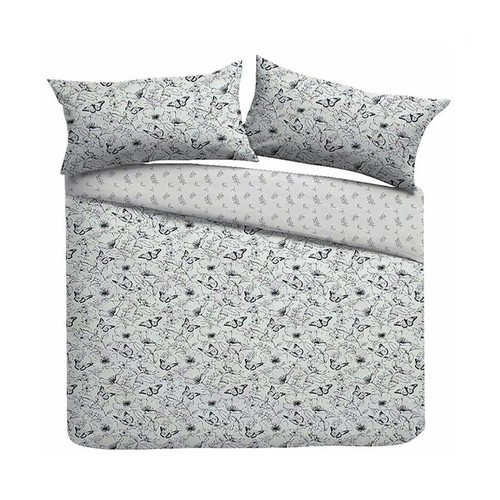 Nutmeg Home Easy Care Mono Butterflies Duvet Set Double