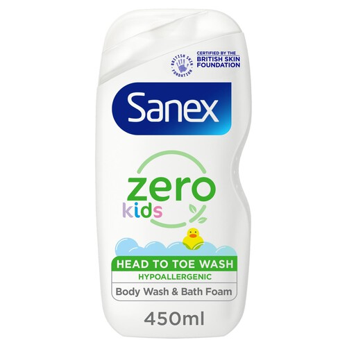 Sanex Zero% Hypoallergenic Kids Head to Toe Bath & Shower Gel