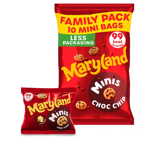 Maryland Minis Choc Chip Cookie Bags   10 x 19.8g