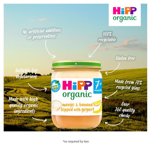 HiPP Organic Mango & Banana topped with Yogurt Baby Food Jar 7+ Months