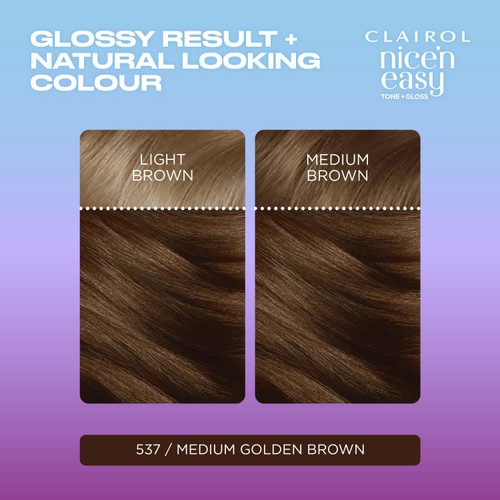 Clairol Nice'n Easy Tone+Gloss Semi Permanent Hair Dye 537/78 Golden Brown