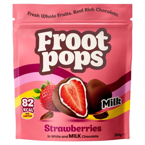 Froot Pops Frozen Strawberries Coated In White & Milk Chocolate 220g