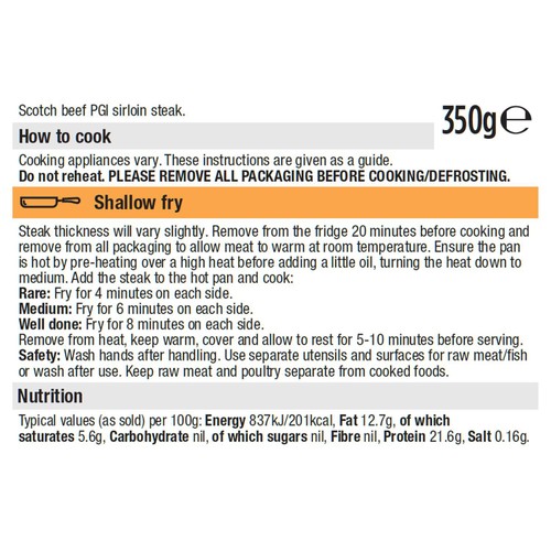 Morrisons Scottish Thick Cut Sirloin Steak 350g