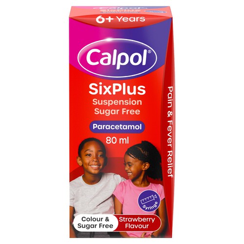 Calpol 6+ Sugar Free Strawberry Liquid Paracetamol