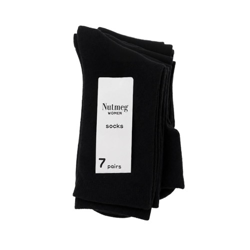 Nutmeg Ladies Size 3-8 7 Pack Black Ankle Socks