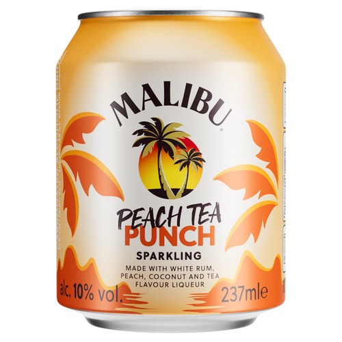 Malibu Peach Tea Punch Ready To Drink Can 10% ABV  237ml