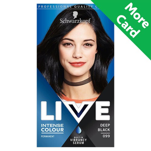 Schwarzkopf LIVE Intense Colour Permanent Black Hair Dye 099 Deep Black