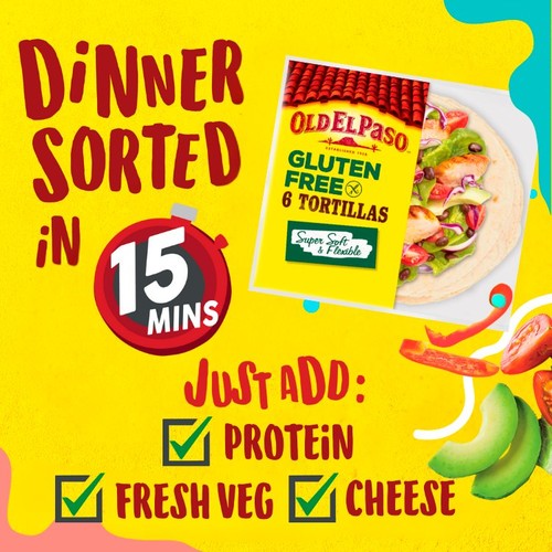 Old El Paso Gluten Free 6 Tortilla Wraps 216g