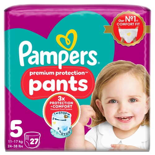 Pampers Premium Protection Nappy Pants Size 5, 27 Nappies