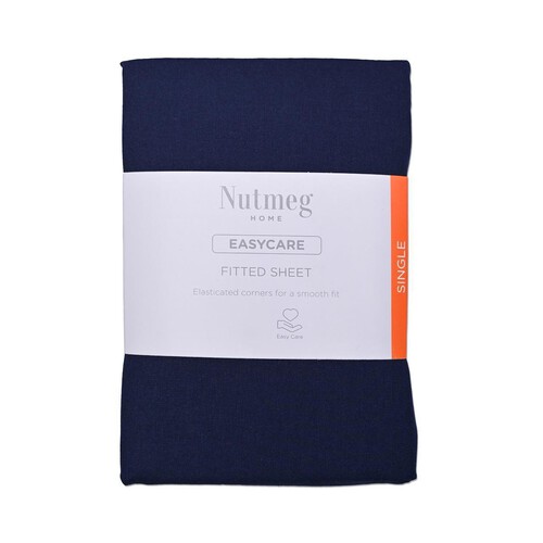 Nutmeg Home Easycare Navy Fitted Sheet Single