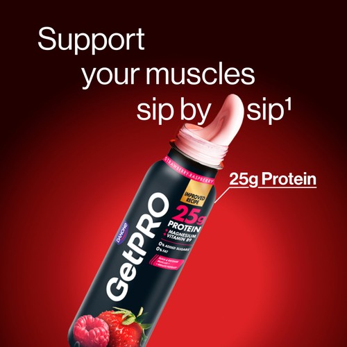 GetPro Strawberry & Raspberry High Protein Yoghurt Drink 