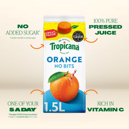 Tropicana Smooth Orange With No Bits Fruit Juice 1.5L