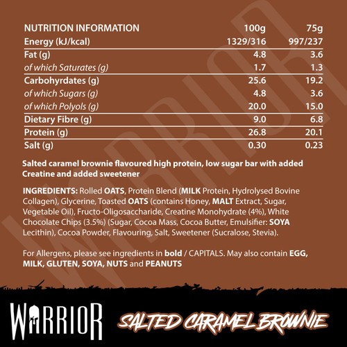 Warrior Creatine Bar Salted Caramel Brownie 75g