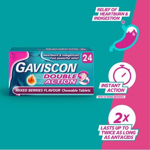 Gaviscon Double Action Heartburn & Indigestion Mixed Berries Tablets