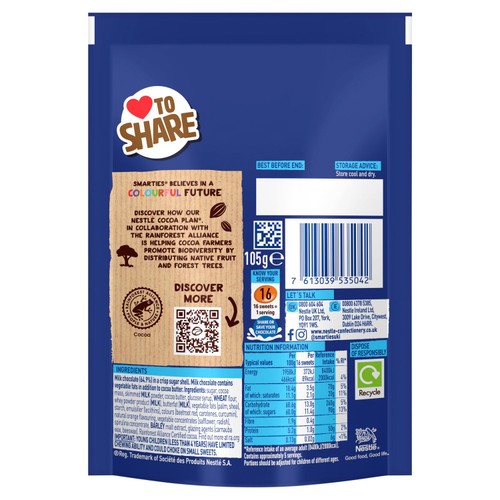 Smarties Milk Chocolate Sharing Bag 