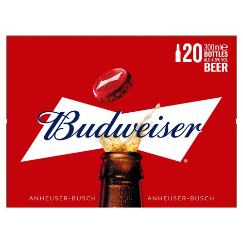 Budweiser Lager Beer Bottles  20 x 300ml