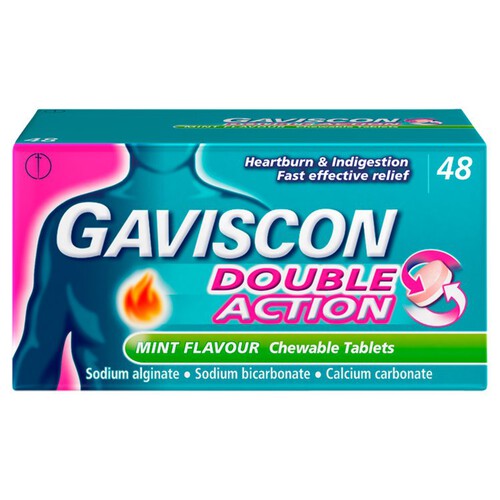 Gaviscon Double Action Heartburn & Indigestion Mint Flavour Tablets