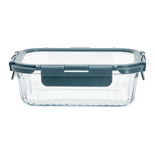 Kitchen & Co Ribbed Glass Lunch Box 1L