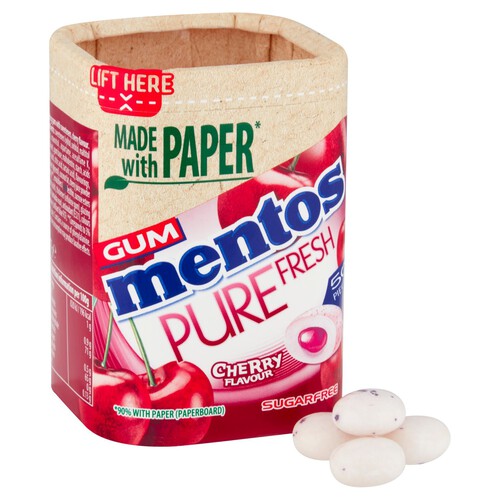 Mentos Gum Pure Fresh Cherry Sugar Free Chewing Gum Bottle 50 Pieces