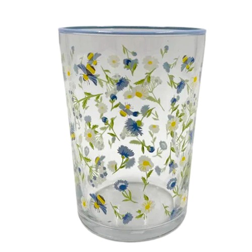 Nutmeg Home Bee Floral Tumbler With Blue Rim