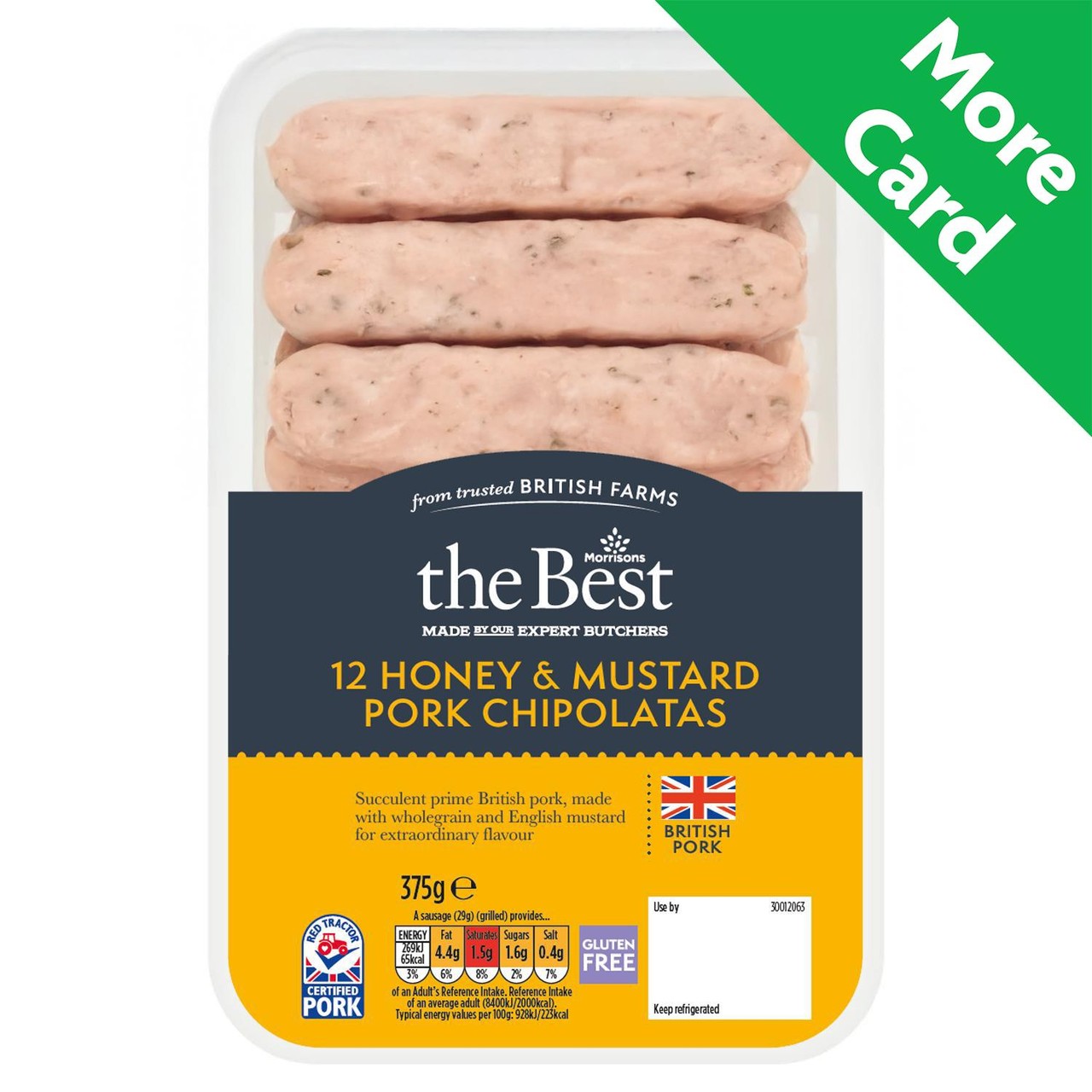 Morrisons The Best 12 Honey & Mustard Chipolata Sausages 375g