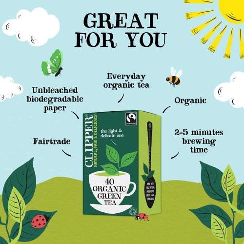 Clipper Organic & Fairtrade 40 Green Tea Bags 80g 