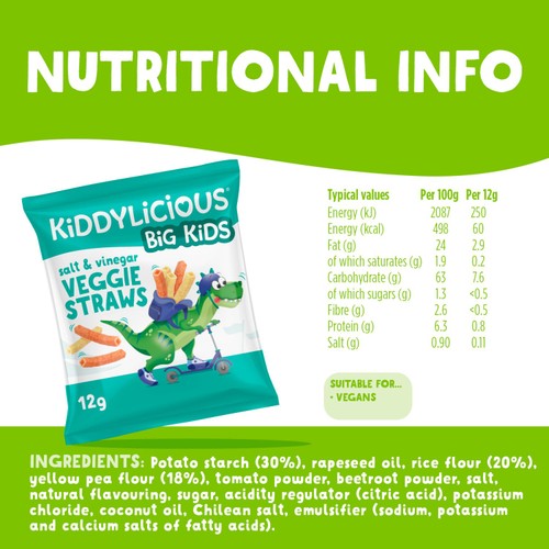 Kiddylicious Salt & Vinegar Veggie Straws Kids Snacks