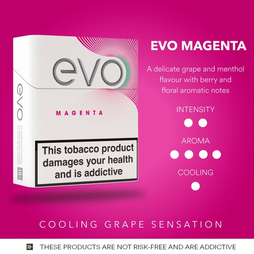 EVO Magenta Tobacco Sticks Designed Exclusively For Heating 20 Pack