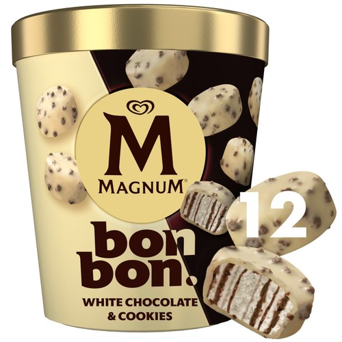 Magnum Bonbon White Chocolate & Cookies Ice Cream Frozen Snack   12 pack