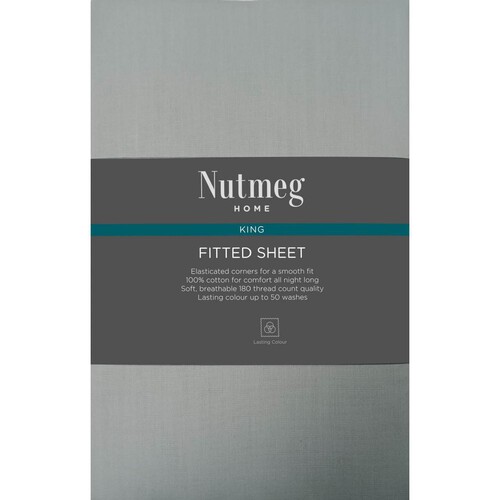 Nutmeg Home Aqua Green 100% Cotton King Fitted Sheet