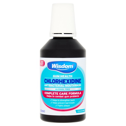 Wisdom Gum Health Chlorhexidine Complete Care Mouthwash Mint Alcohol 300ml
