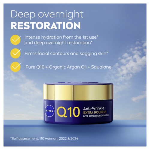 NIVEA Q10 Anti-Wrinkle Night Cream for 60+ Mature Skin