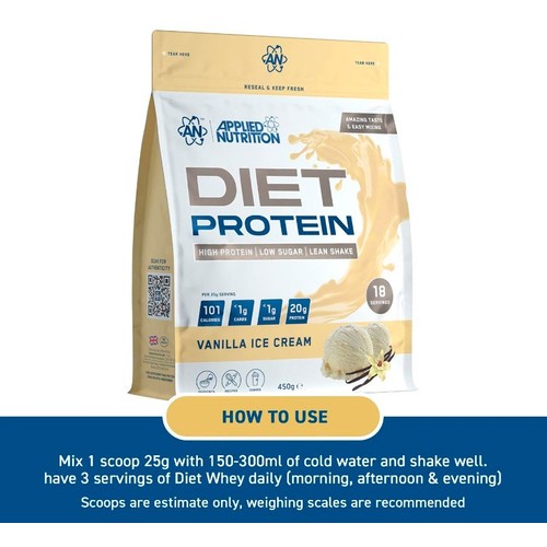 Applied Nutrition Diet Protein Powder Vanilla Ice Cream 450g