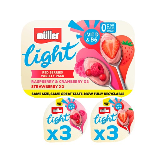 Muller Light Fat Free Red Fruits Yogurt 6x140g