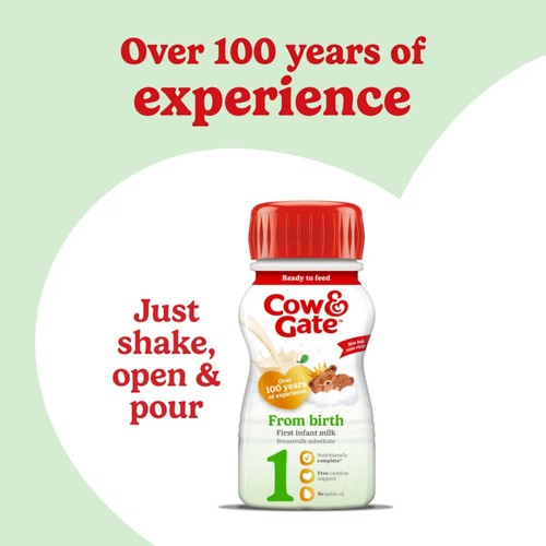 Cow & Gate 1 First Infant Baby Milk Formula Liquid Ready to Feed from Birth